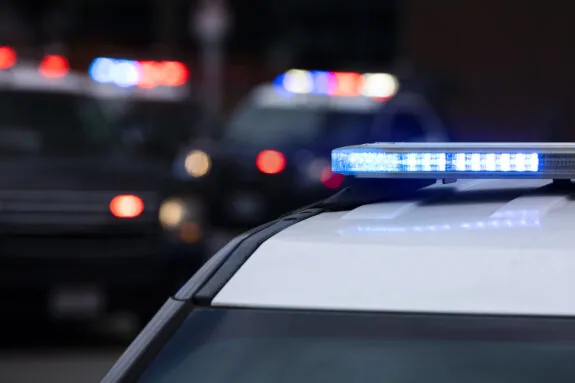 police car lights at night